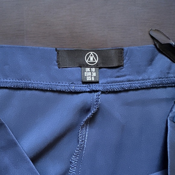 Missguided Petite Satin Wide Leg Trousers Blue - Picture 6 of 8